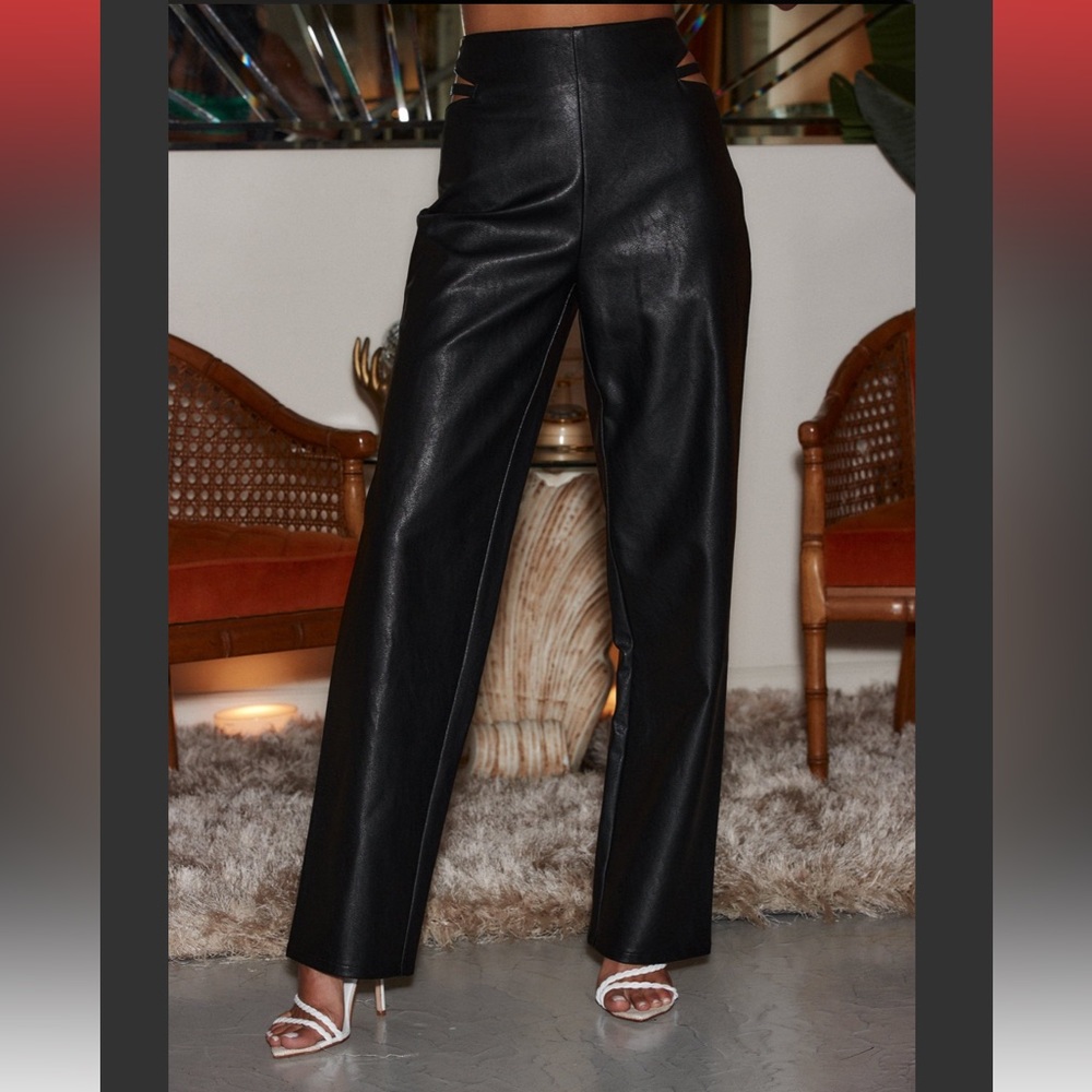 12th Tribe Vegan Leather Cutout Pants